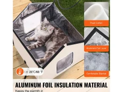 Casa para Gatos, SucceBuy Cama Elevada e Aquecida com Almofada Térmica, Castanho (Médio)