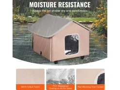Casa para Gatos, SucceBuy Cama Elevada e Aquecida com Almofada Térmica, Castanho (Médio)