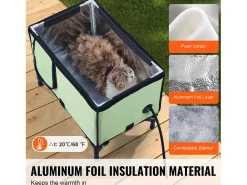 Casa para Gatos, SucceBuy Cuboid Green, Casa Elevada e Aquecida para Gatos (L) com Almofada Térmica