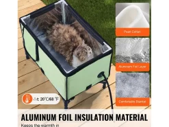 Casa para Gatos, SucceBuy Cuboid Green (M) Casa Elevada e Aquecida para Gatos com Almofada Térmica