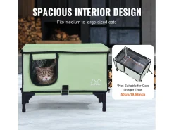 Casa para Gatos, SucceBuy Cuboid Green (M) Casa Elevada e Aquecida para Gatos com Almofada Térmica