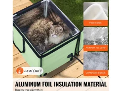 Casa para Gatos, SucceBuy, Casa Elevada e Aquecida para Gatos, Pequena, Verde, com Almofada Térmica