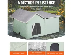 Casa para Gatos, SucceBuy Casa Aquecida - Abrigo para Gatos Exterior com Almofada Térmica - Verde - Grande