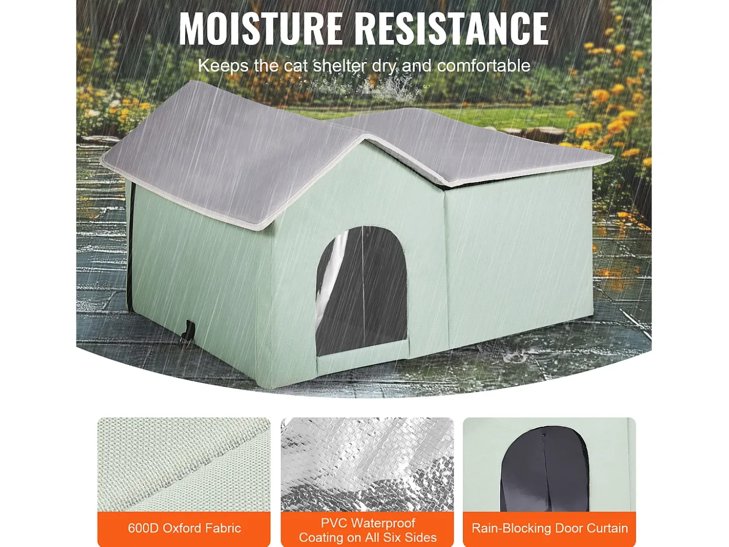 Casa para Gatos, SucceBuy Casa Aquecida - Abrigo para Gatos Exterior com Almofada Térmica - Verde - Grande