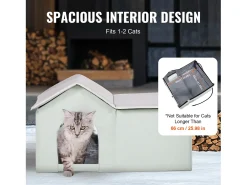 Casa para Gatos, SucceBuy Casa Aquecida - Abrigo para Gatos Exterior com Almofada Térmica - Verde - Grande