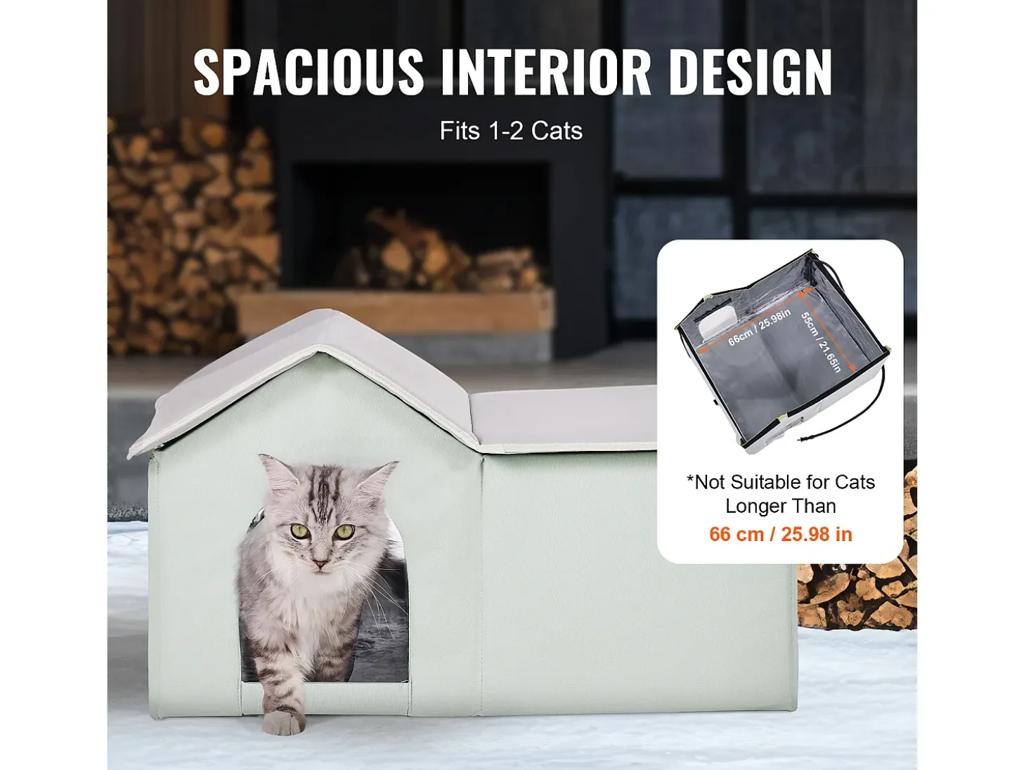 Casa para Gatos, SucceBuy Casa Aquecida - Abrigo para Gatos Exterior com Almofada Térmica - Verde - Grande