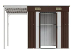 Casinha de jardim cabana depósito galpão externo galpão de ferramentas robusto com telhado estendido 277 x 110,5 x 181 cm aço marrom 02_0022219