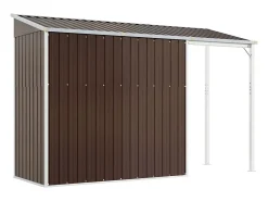 Casinha de jardim cabana depósito galpão externo galpão de ferramentas robusto com telhado estendido 277 x 110,5 x 181 cm aço marrom 02_0022219