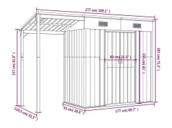 Casinha de jardim cabana depósito galpão externo galpão de ferramentas robusto com telhado estendido 277 x 110,5 x 181 cm aço marrom 02_0022219