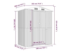 Casinha de jardim cabana depósito galpão externo galpão robusto para ferramentas 192 x 108 x 223 cm aço galvanizado antracite 02_0022194