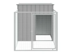 Casota para Cães com Parque em Aço Galvanizado Cinza Claro para Segurança e Conforto