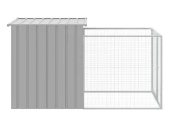Casota para Cães com Parque em Aço Galvanizado Cinza Claro para Segurança e Conforto