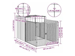 Casota para Cães com Parque em Aço Galvanizado Cinza Claro para Segurança e Conforto