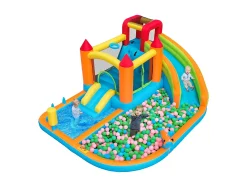 Castelo de piscina insuflável 8 em 1 para crianças - 460 x 343 x 190 cm - Oxford - com soprador - Laranja