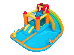 Castelo de piscina insuflável 8 em 1 para crianças - 460 x 343 x 190 cm - Oxford - com soprador - Laranja