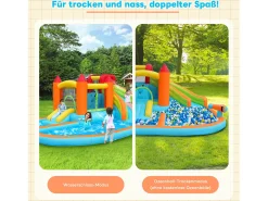Castelo de piscina insuflável 8 em 1 para crianças - 460 x 343 x 190 cm - Oxford - com soprador - Laranja