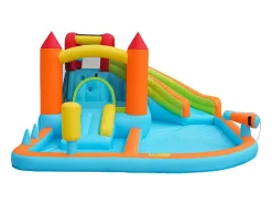 Castelo inflável com soprador, piscina, deslizamento, pistola de água - 3 a 8 anos - Max 180kg Load - 460x343x190cm