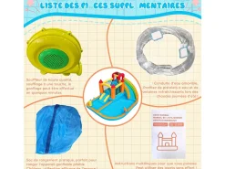 Castelo inflável com soprador, piscina, deslizamento, pistola de água - 3 a 8 anos - Max 180kg Load - 460x343x190cm
