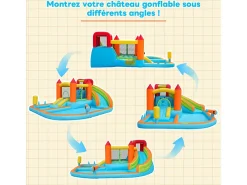 Castelo inflável com soprador, piscina, deslizamento, pistola de água - 3 a 8 anos - Max 180kg Load - 460x343x190cm