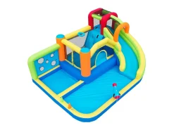 Castelo inflável com trampolins, soprador, slide, basquete, 3 a 8 anos, 410x315x203cm