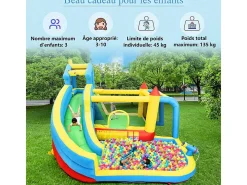 Castelo inflável para crianças de 3 a 10 anos - com soprador - carga máxima de 135 kg - 364x315x239cm