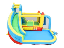 Castelo insuflável 5 em 1 para crianças com escorrega e piscina - Tecido Oxford azul 364x315x239 cm
