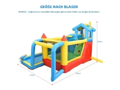 Castelo insuflável 5 em 1 para crianças com escorrega e piscina - Tecido Oxford azul 364x315x239 cm