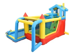 Castelo insuflável 5 em 1 para crianças com escorrega e piscina - Tecido Oxford azul 364x315x239 cm