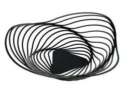 Centro de mesa Alessi Trinity em aço inox preto, design espiral inspirado no náutilo, diâmetro 43 cm