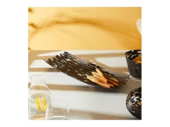 Centro de mesa Bark Alessi em aço inoxidável 18/10 preto, design casca de árvore, 51,5x19,5 cm, leve e decorativo