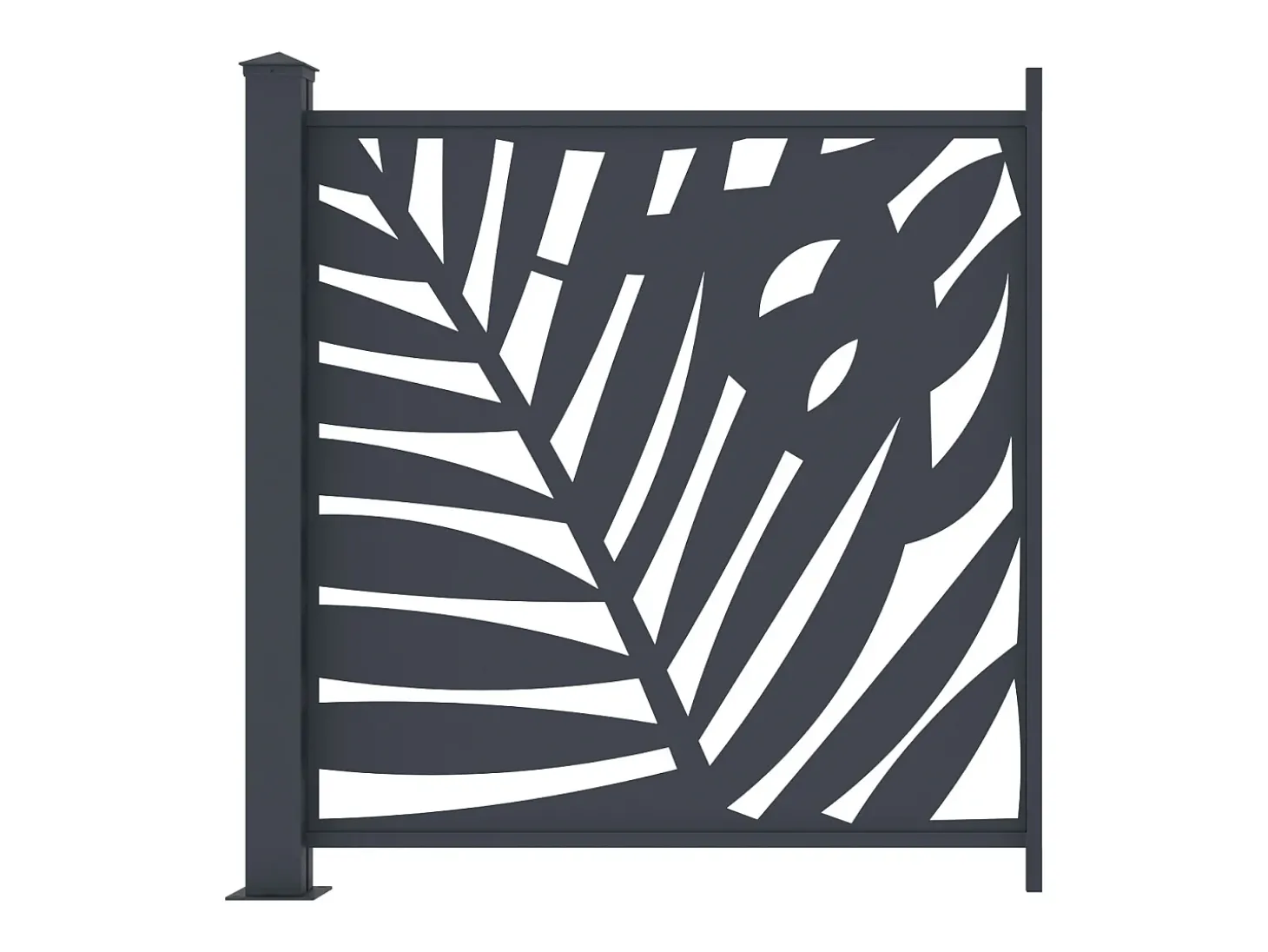 Cerca de alumínio antracite com padrão tropical kit de extensão A114 x L110 cm BRAMENO