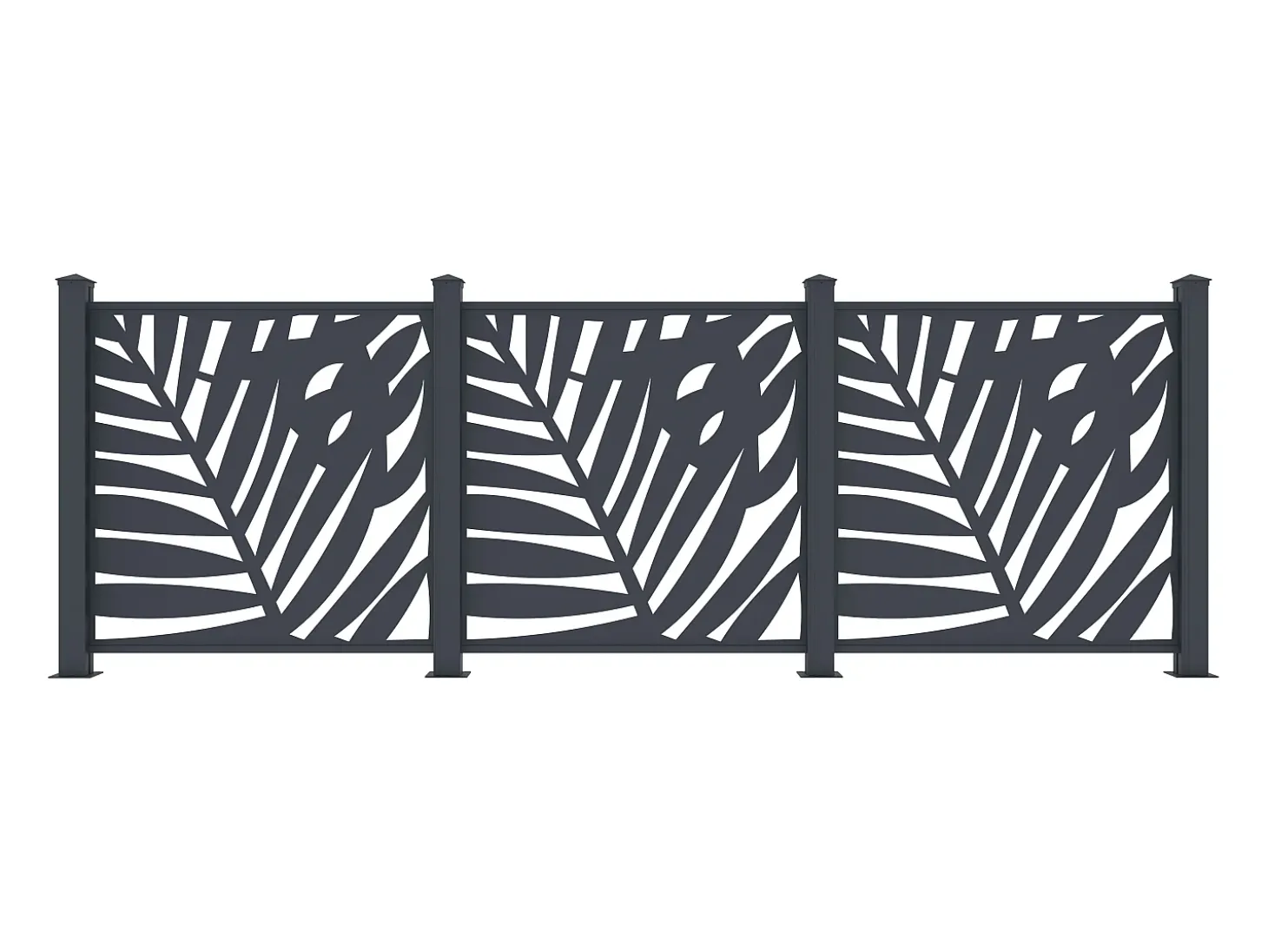 Cerca de alumínio antracite com padrão tropical kit de extensão A114 x L110 cm BRAMENO