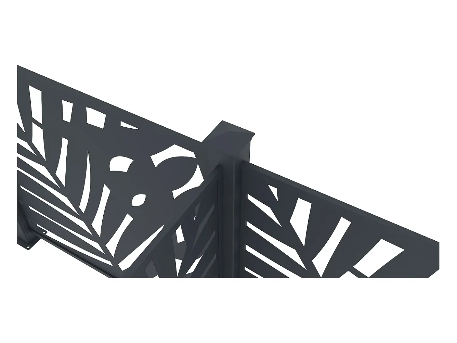 Cerca de alumínio antracite com padrão tropical kit de extensão A114 x L110 cm BRAMENO