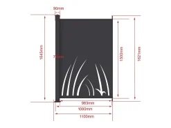 Cerca de alumínio com motivo vegetal kit de extensão A164 x L110 cm Antracite BRAMENO