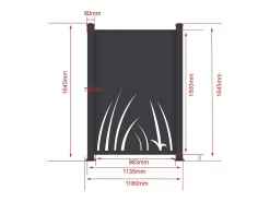 Cerca de alumínio com padrão vegetal kit inicial A164 x L118 cm Antracite BRAMENO