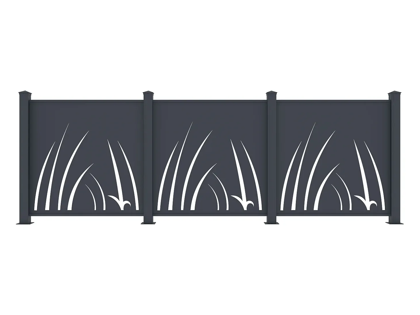 Cerca de alumínio com padrão vegetal kit de extensão A114 x L110 cm Antracite BRAMENO