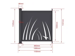 Cerca de alumínio com padrão vegetal kit de extensão A114 x L110 cm Antracite BRAMENO