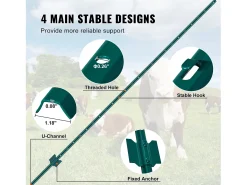 Cerca de Estacas de Metal SucceBuy Embalagem de 10 Postes de Vedação em Formato T de 213.36 cm, Verde