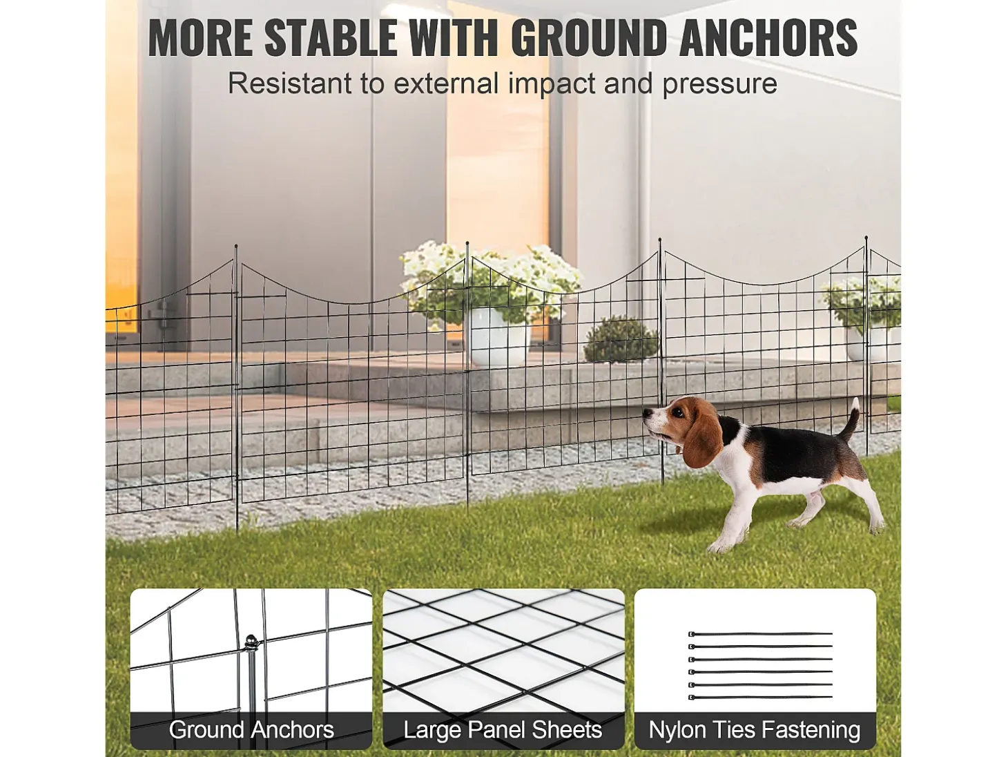 Cerca de Jardim SucceBuy 93x75 cm, Barreira Robusta para Animais, Lote de 5, para Cão Pátio Terraço Exterior