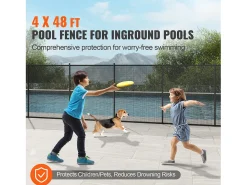 Cerca de Piscina SucceBuy, Cerca Removível de Segurança Plegável, Barreira de Piscina Enterrada, 1,21x14,63 m, 340 g/m², para Proteção de Crianças e Animais
