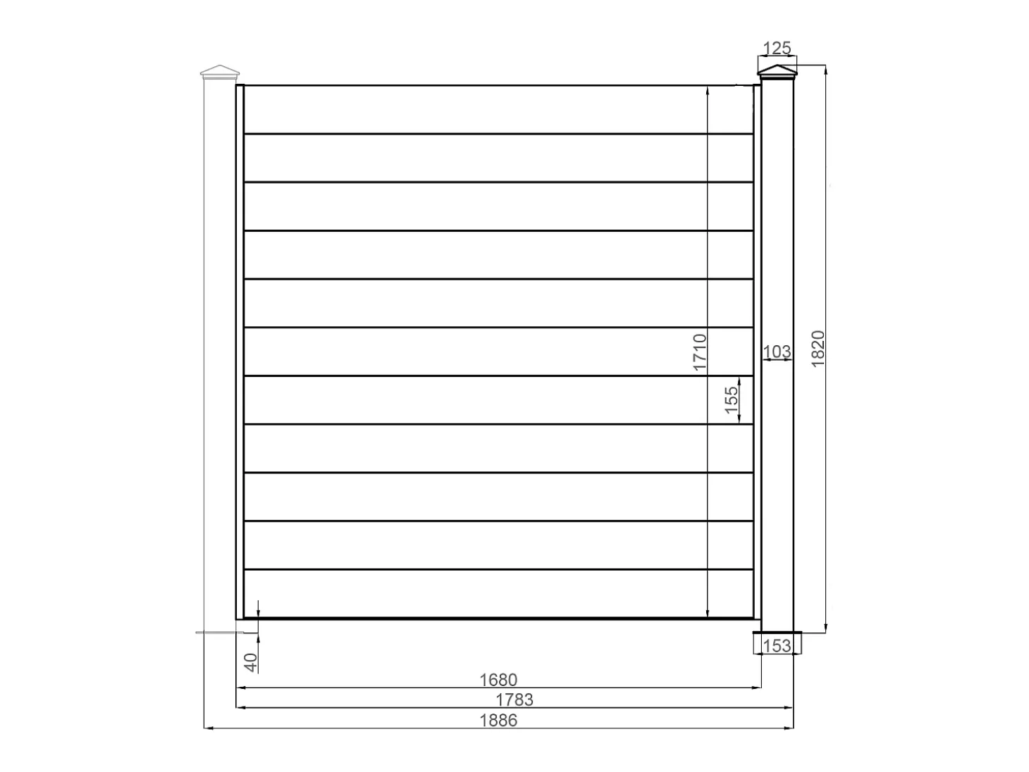 Cerca de pousar A182 x L188,6 cm alumínio antracite - NAZARIO