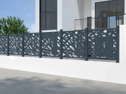 Cerca em alumínio com padrão geométrico kit inicial A114 x L118 cm Antracite BRAMENO