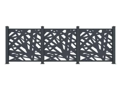 Cerca em alumínio com padrão geométrico kit inicial A114 x L118 cm Antracite BRAMENO