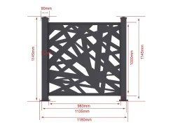 Cerca em alumínio com padrão geométrico kit inicial A114 x L118 cm Antracite BRAMENO