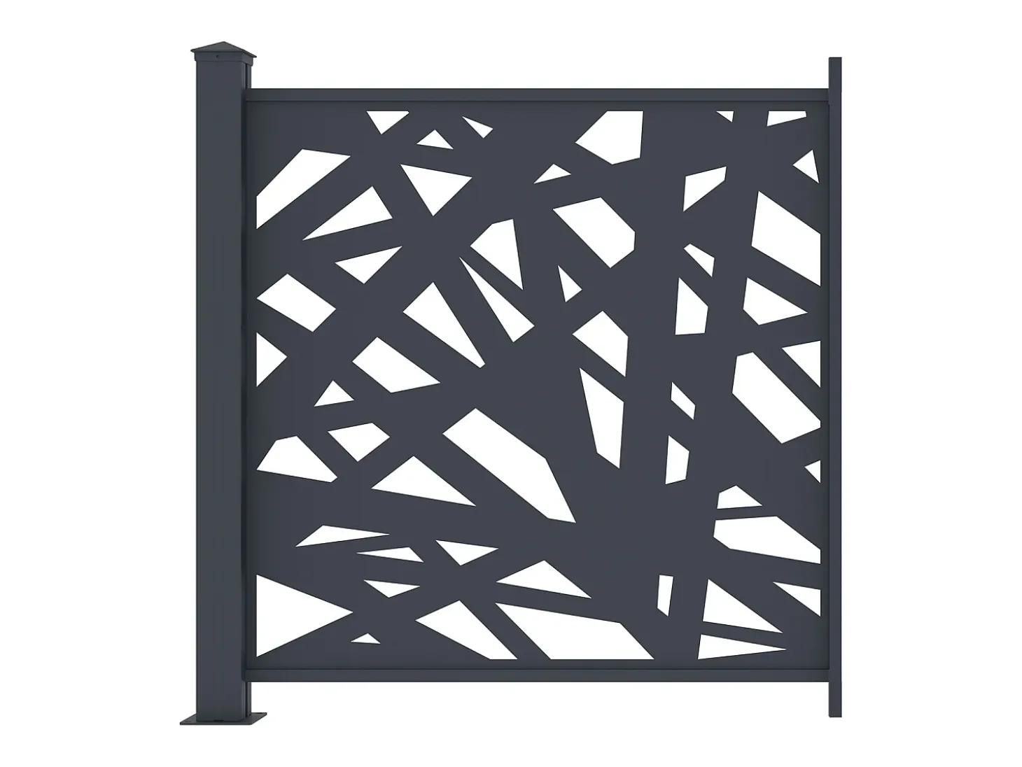 Cerca em alumínio com padrão geométrico kit de extensão A114 x L110 cm Antracite BRAMENO