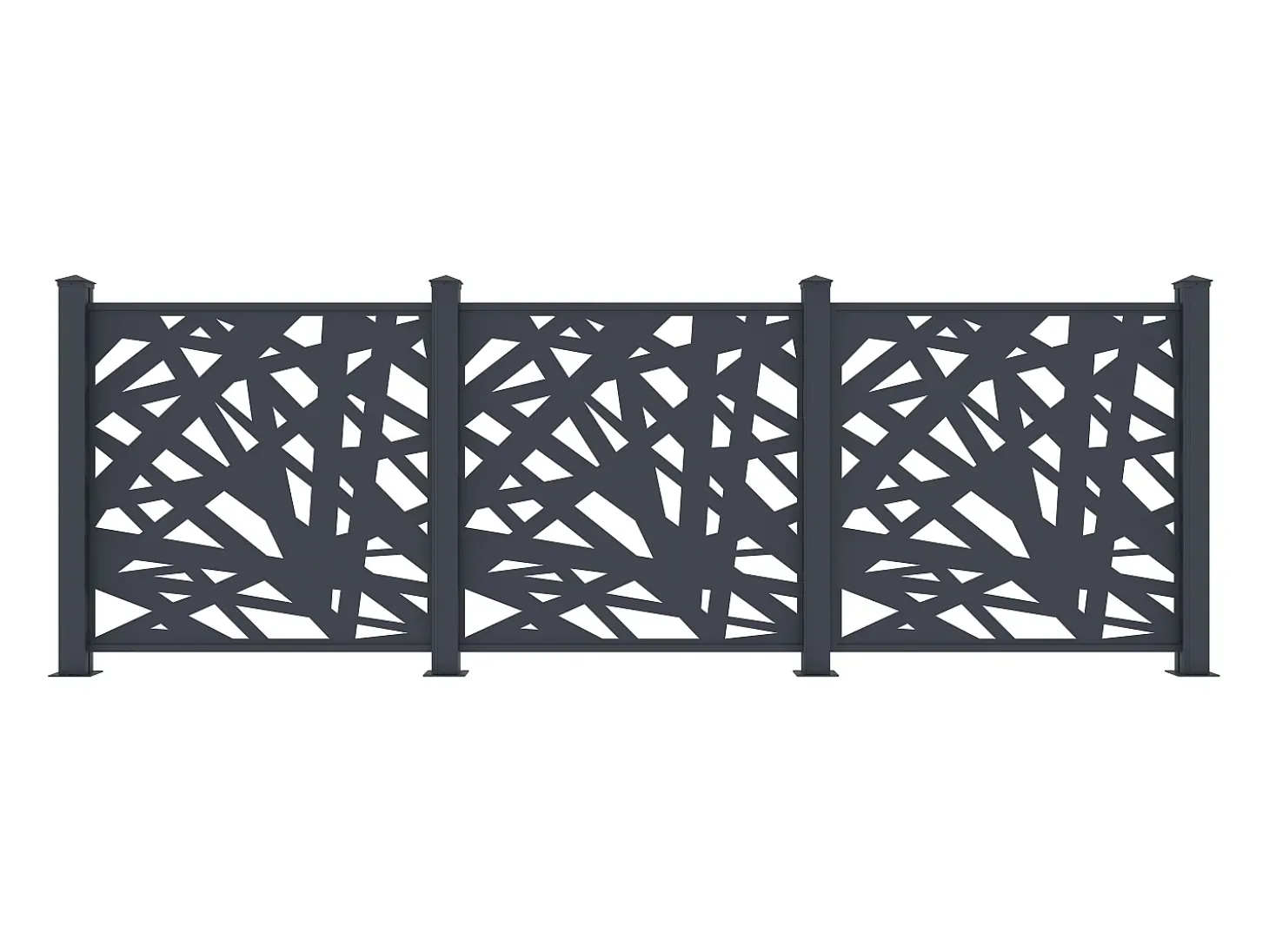 Cerca em alumínio com padrão geométrico kit de extensão A114 x L110 cm Antracite BRAMENO