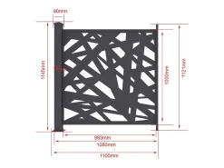 Cerca em alumínio com padrão geométrico kit de extensão A114 x L110 cm Antracite BRAMENO