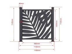 Cerca para instalar em alumínio antracite com padrão tropical kit inicial A114 x L118 cm BRAMENO