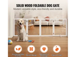 Cercado Dobrável para Cães SucceBuy, 81 x 245cm cm, Independente, para Passagens Largas e Estreitas, Uso Interno, Branco