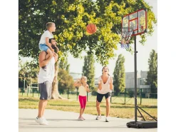 Cesta de basquete, altura ajustável 147-260cm, com 83x53cm de parede traseira PC e base aumentada, 2 rodas, para crianças/adultos-86x83x260cm